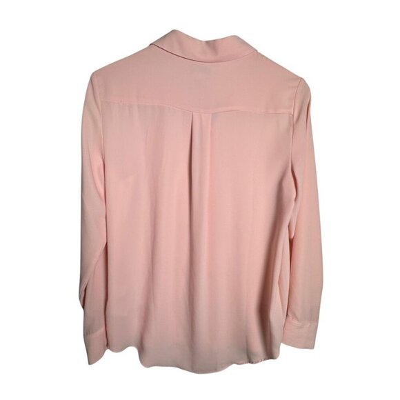 Rachel Zoe Women’s Blouse Size Medium shell Pink Button Front Long Sleeve Shirt - Picture 3 of 7